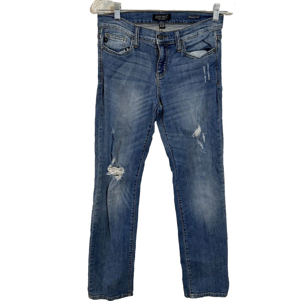 Judy Blue Relaxed Fit Jeans Sz 9/29 Medium Blue Tapered Stretch Denim